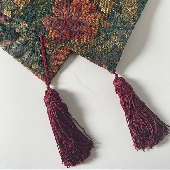 Jewel Colored Tapestry Table Runner with tassels - Picture 3 of 3